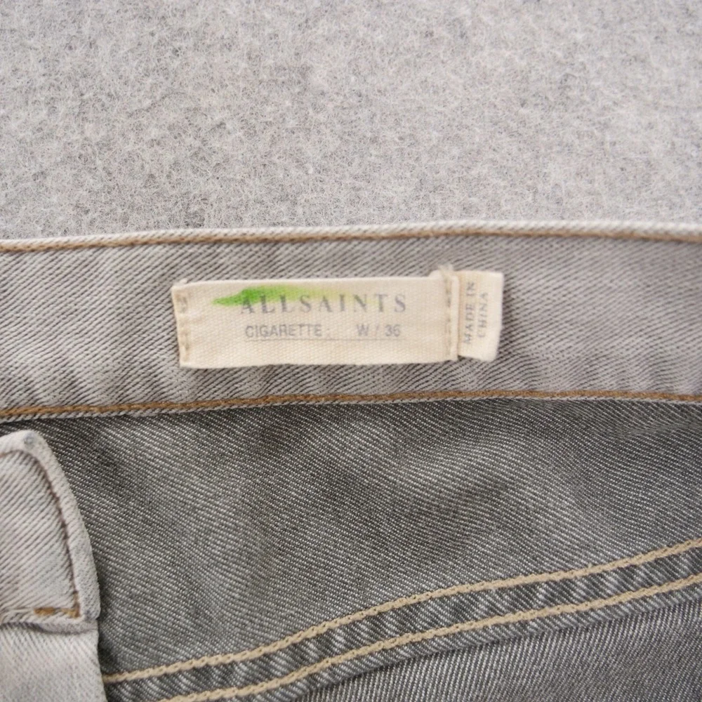 All Saints Jeans Mens 36 Gray Cigarette Slim Straight Mid Rise Button Fly Denim